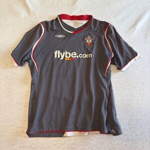 Umbro Southampton FC Soccer Jersey Mens Large Grey Flybe Sponsor‎ Short Sleeve